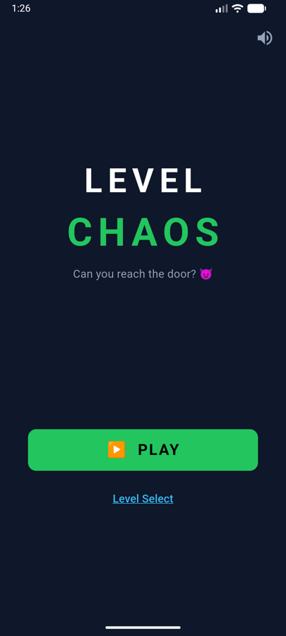 Level Chaos title screen: Can you reach the door?
