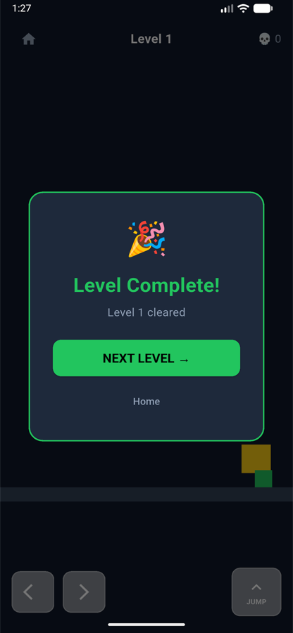 Level Complete celebration screen