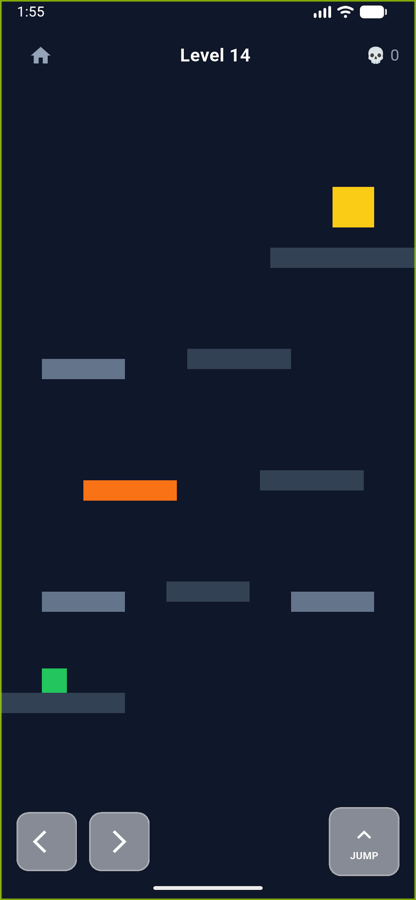 Level 14: climbing platforms toward the door